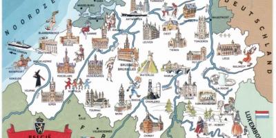 Belgie turistických atrakcí mapě