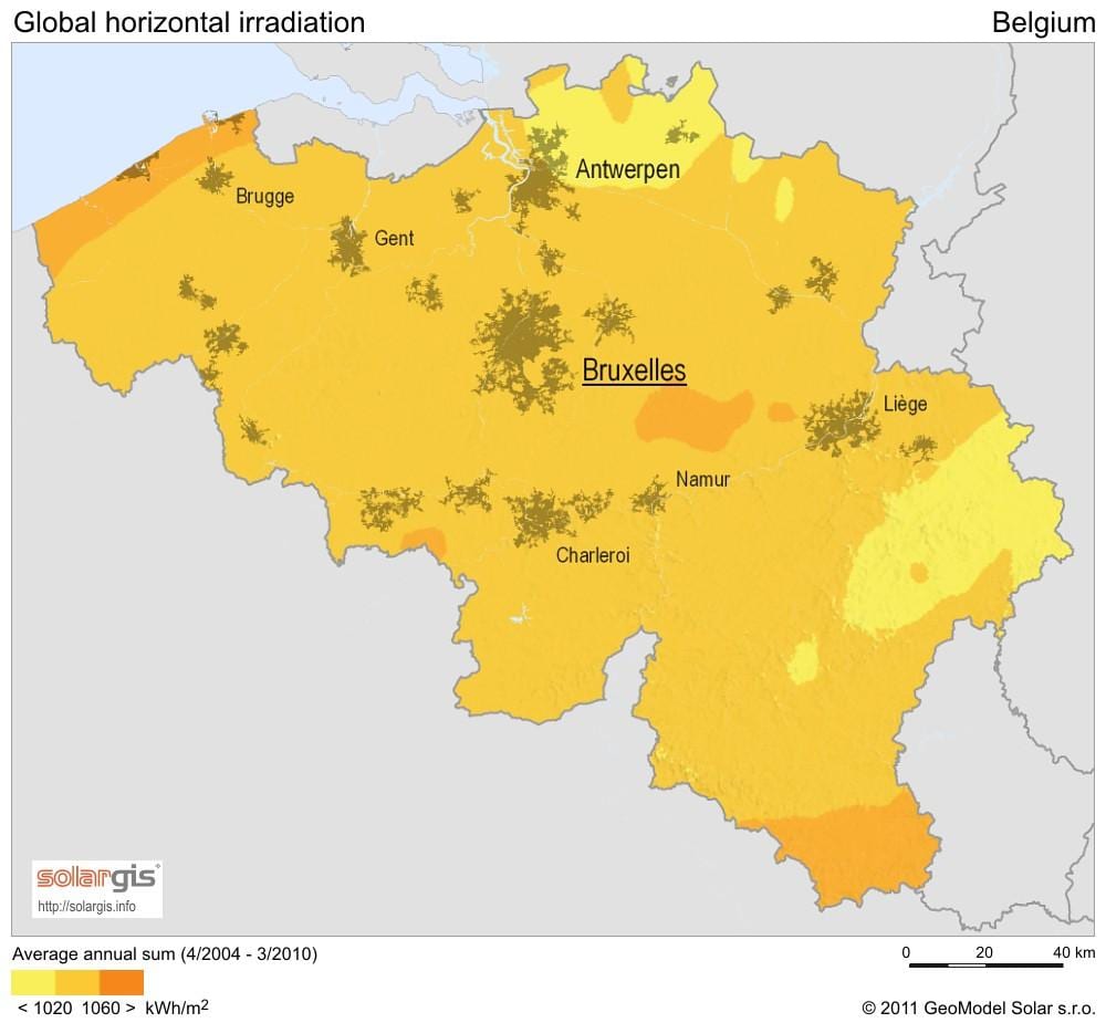 Mapa Belgie klimatu
