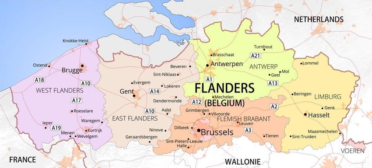 mapa flandry Belgie