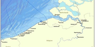 Mapa Belgie pobřeží