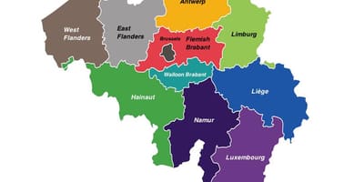 Belgie provincií mapě