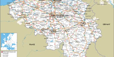 Mapa silniční Belgie
